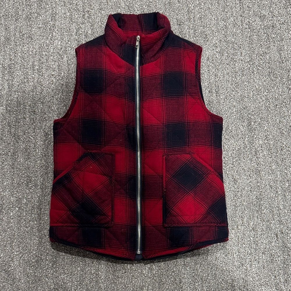 Women’s Red and Navy Plaid Vest Sz S